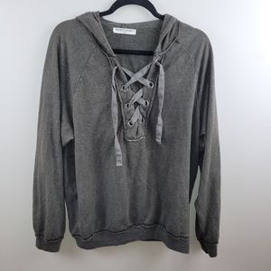 Project Social T Gray Lace Front Hoodie size L